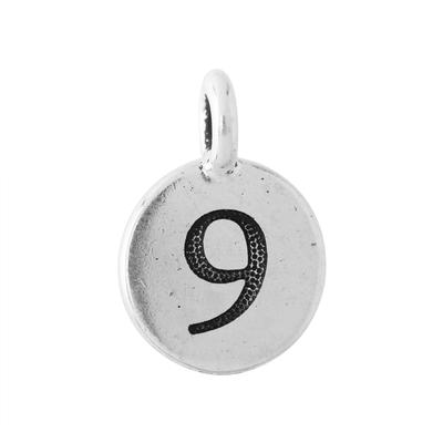 16.6mm Antique Silver Number 9 Pewter Charm by TierraCast - Goody Beads