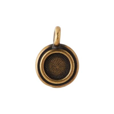 16mm Brass Oxide Round Stepped Bezel Setting Pewter Charm by TierraCast - Goody Beads