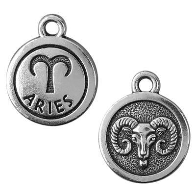 19mm Antique Silver Aries Zodiac Charm by TierraCast - Goody Beads