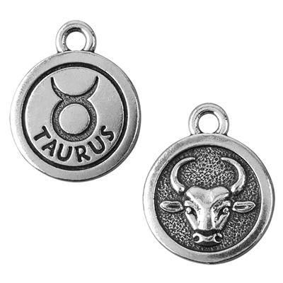 19mm Antique Silver Taurus Zodiac Charm by TierraCast - Goody Beads