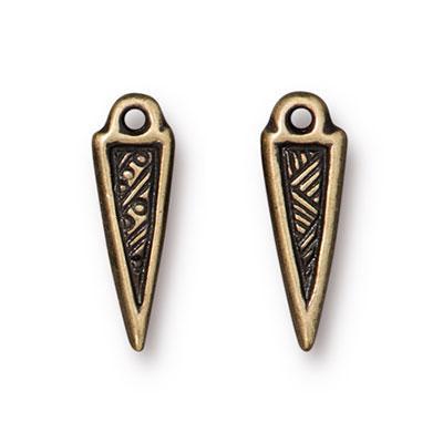 17mm Brass Oxide Ethnic Spike Drop Charm by TierraCast - Goody Beads