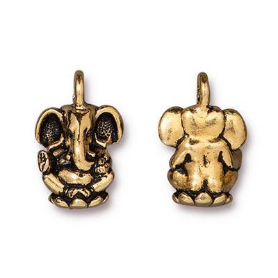 18x11.5mm Antique Gold Ganesh Charm by TierraCast - Goody Beads