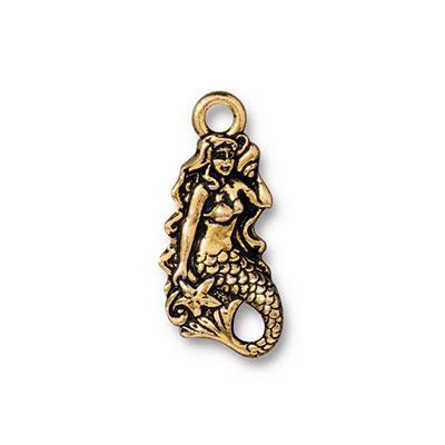 23mm Antique Gold Mermaid Charm by TierraCast - Goody Beads