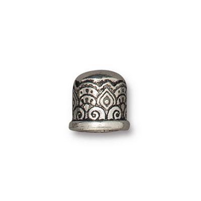 9mm Antique Silver Temple Cord End Cap with 6mm Opening by TierraCast - Goody Beads