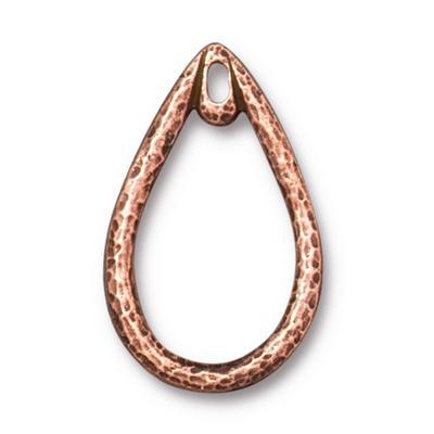 17x24mm Antique Copper Stitch Around Hammertone Teardrop Charm by Tierracast - Goody Beads