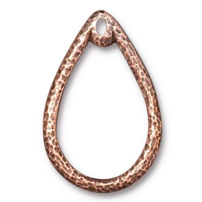 20x30mm Antique Copper Stitch Around Hammertone Teardrop Charm by Tierracast - Goody Beads