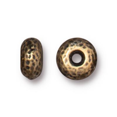 7mm Brass Oxide Hammertone Rondelle Bead by TierraCast - Goody Beads