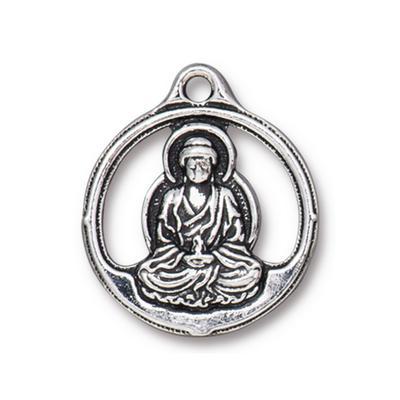 24mm Antique Silver Buddha Pendant by TierraCast - Goody Beads