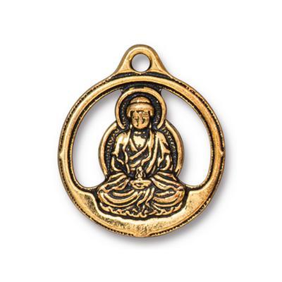 24mm Antique Gold Buddha Pendant by TierraCast - Goody Beads