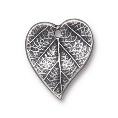 17.6mm Antique Pewter Heart Leaf Charm by TierraCast - Goody Beads