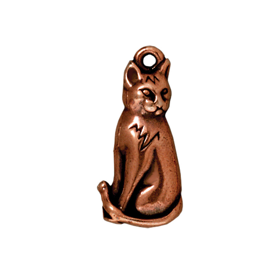 22mm Antique Copper Sitting Cat Charm by TierraCast - Goody Beads