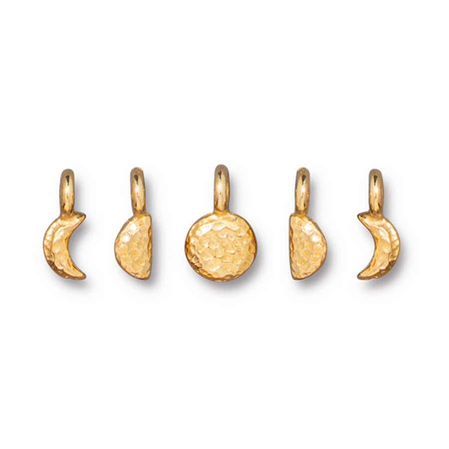 Bright Gold Plated Moon Phases 5 Piece Charm Set By TierraCast - Goody Beads