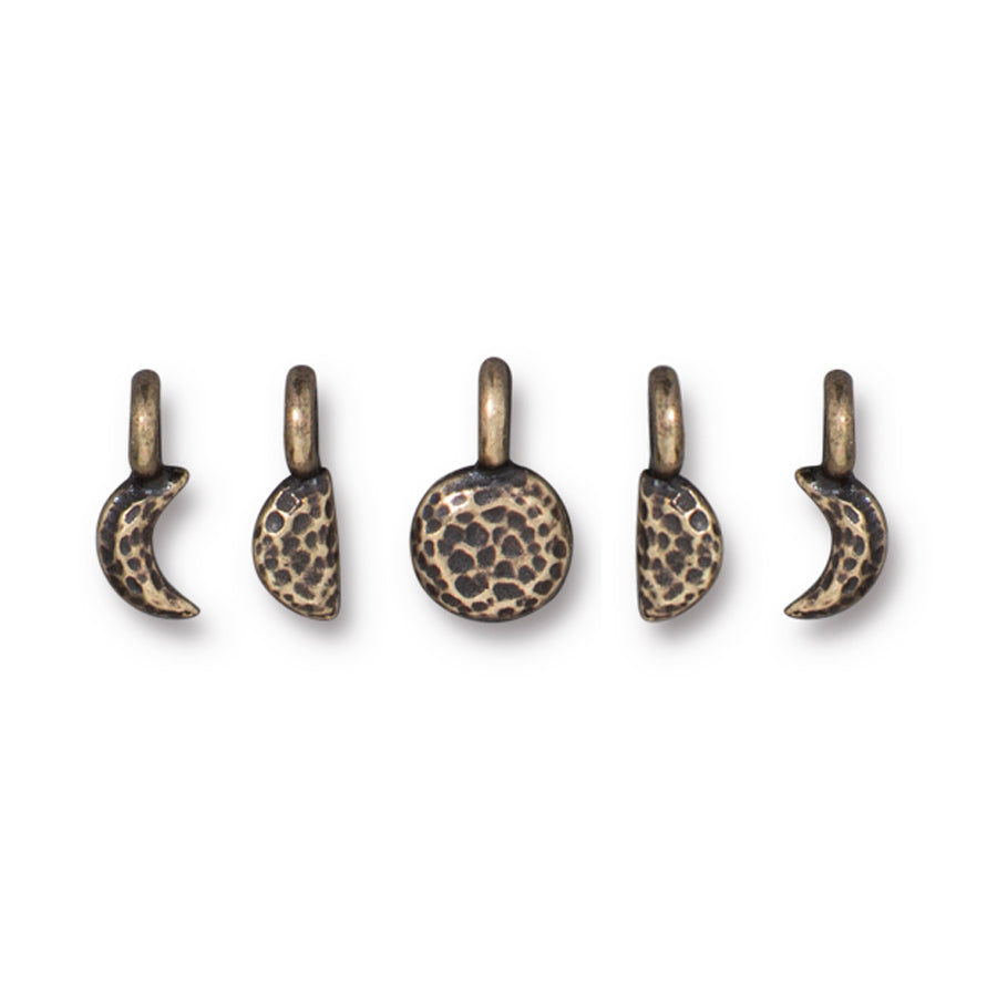 Brass Oxide Moon Phases 5 Piece Charm Set By TierraCast - Goody Beads