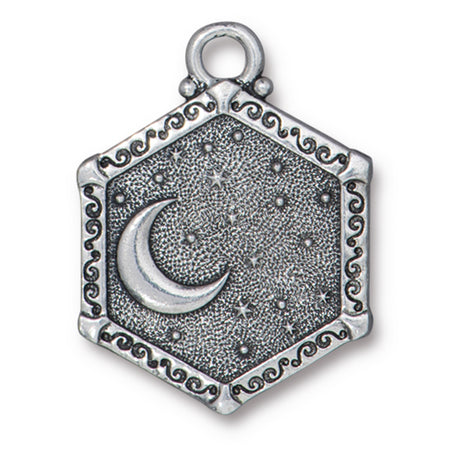 28mm Antique Silver Plated Sun & Moon Two-Sided Pendant By TierraCast - Goody Beads