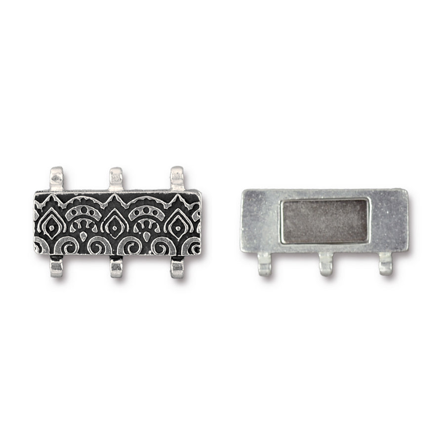 25mm Antique Silver 3 Loop Temple Magnetic Clasp Set By TierraCast - Goody Beads