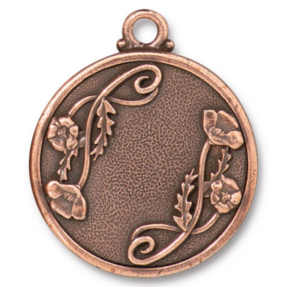 33mm Antique Copper Poppy Bezel Pendant By TierraCast - Goody Beads