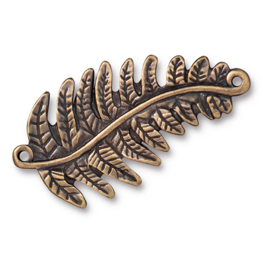 40mm Brass Oxide Fern Link/Connector By TierraCast - Goody Beads