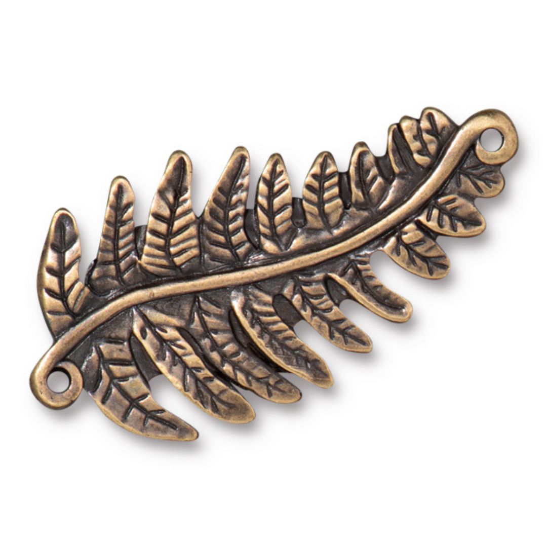 40mm Brass Oxide Fern Link/Connector By TierraCast - Goody Beads