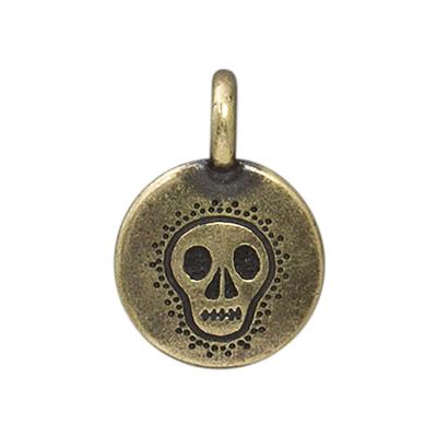 16.6mm Brass Oxide Skull Pewter Charm by TierraCast - Goody Beads