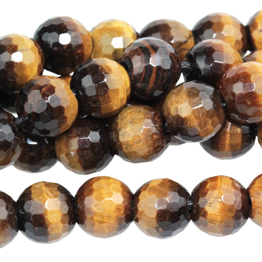 Tiger Eye 8mm Large Hole Faceted Round 8-Inch