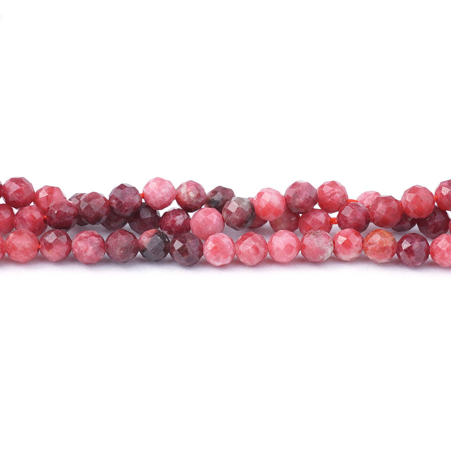 Thulite 3mm Faceted Round Banded - 15-16 Inch - Goody Beads