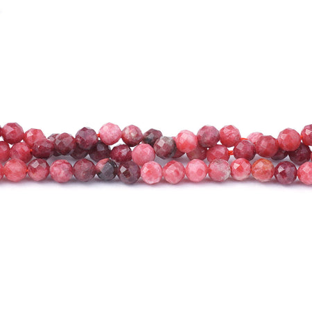 Thulite 3mm Faceted Round Banded - 15-16 Inch - Goody Beads