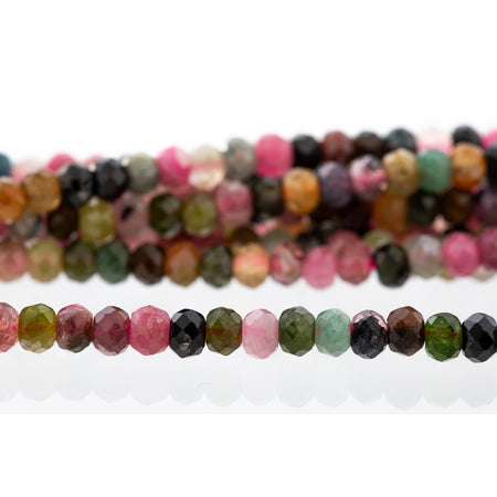 Multi Tourmaline 4mm Rondelle Faceted - 15-16 Inch - Goody Beads