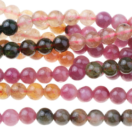 Banded Tourmaline 5mm Round 15-16 Inch