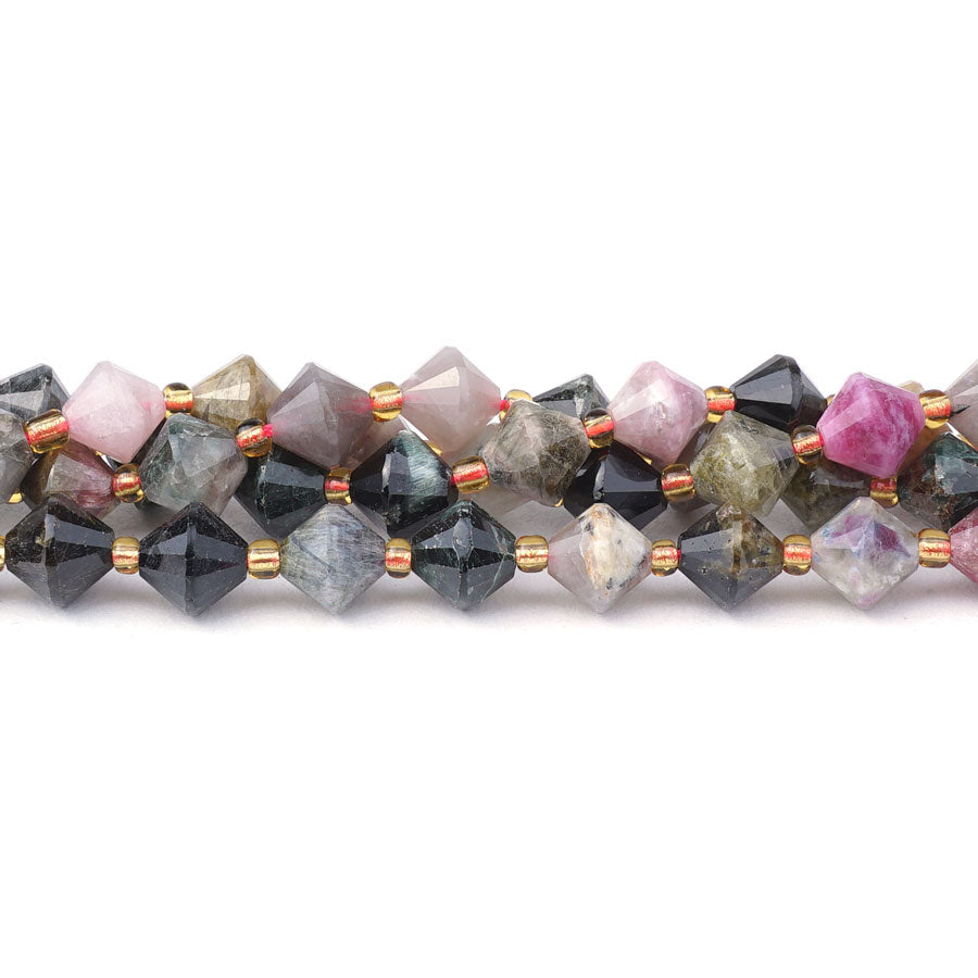 8mm Tourmaline Natural Bicone Faceted - 15-16 Inch - Goody Beads