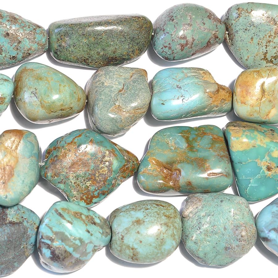 Turquoise 22mm - 36mm Large Smooth Tumbled Green Nuggets