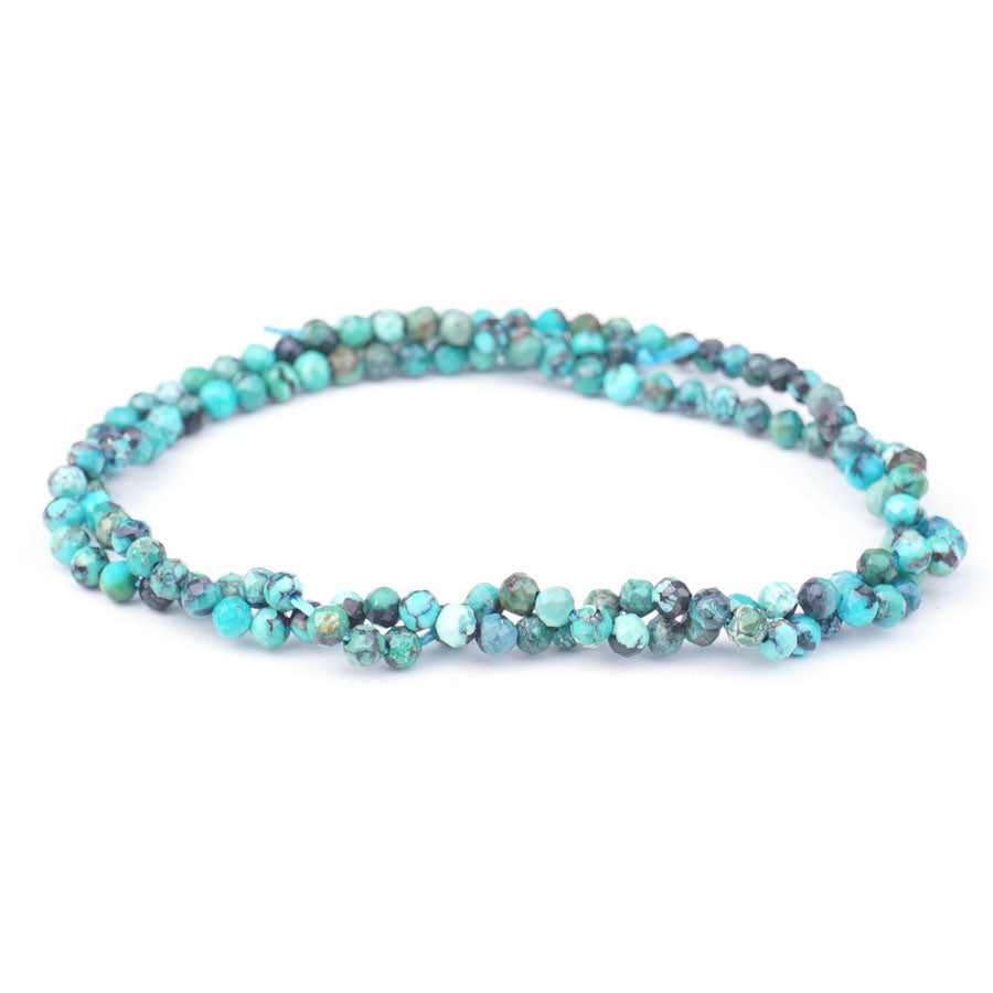 Hubei Turquoise 3mm Blue Matrix Round Faceted A Grade - 15-16 Inch - Goody Beads