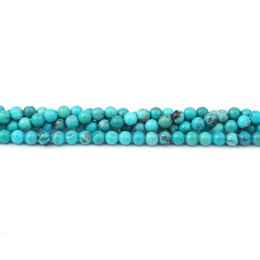 Hubei Turquoise 4mm Round AA Grade - 15-16 Inch - Goody Beads