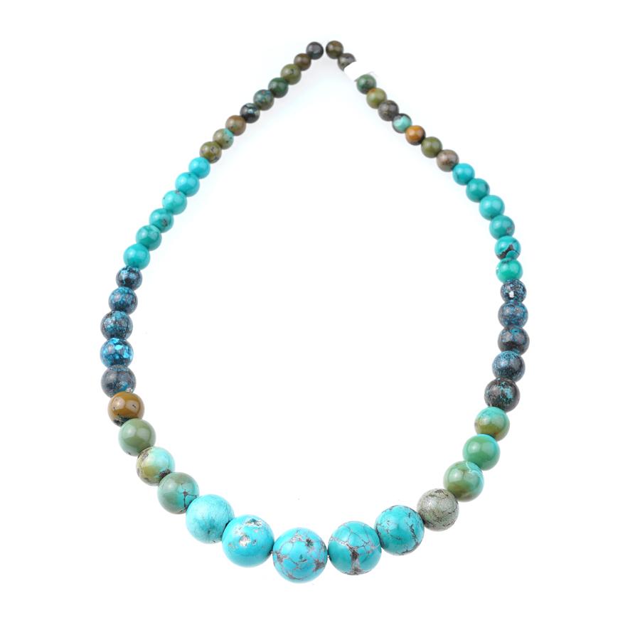 Natural Multi-Color Hubei Turquoise 5-15mm Round 15-16 Inch