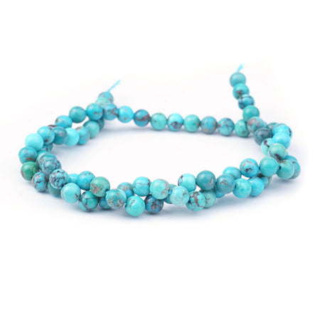 Hubei Turquoise 5mm Round Blue Green AA Grade - Limited Editions - Goody Beads