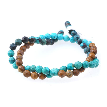 Natural Multi-color Banded Hubei Turquoise 6mm Faceted Round  15-16 Inch