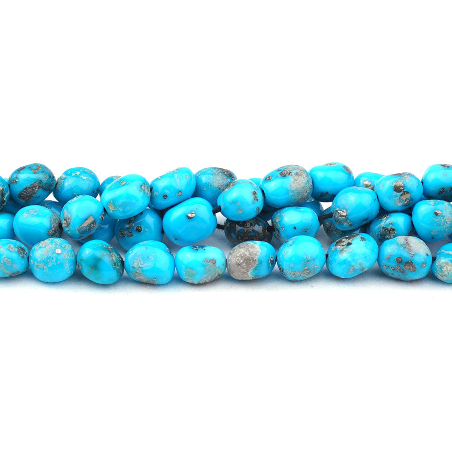 Sleeping Beauty Turquoise 6-8mm Nugget With Pyrite Limited Editions 18" Strand - DSPremier - Goody Beads