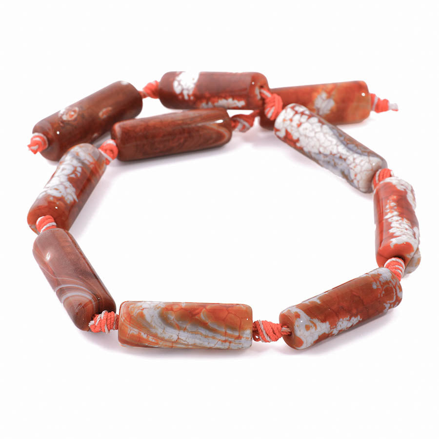 Terra Agate Red 10x30mm Rice - 15-16 Inch