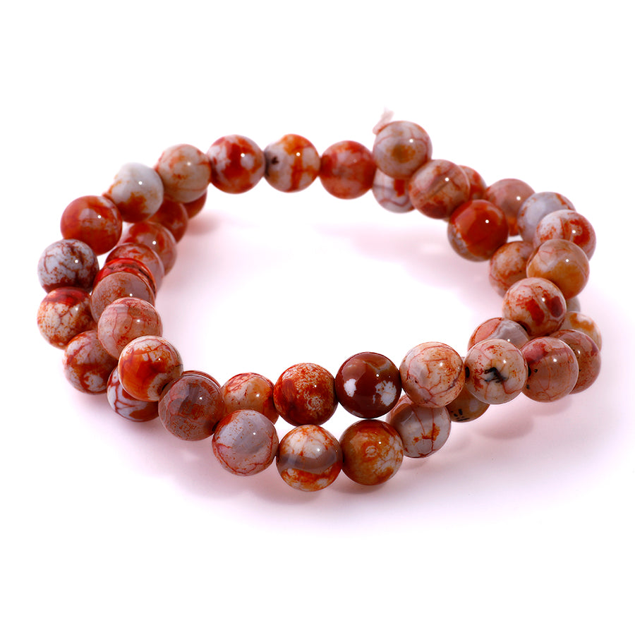 Terra Agate Red 8mm Round - 15-16 Inch