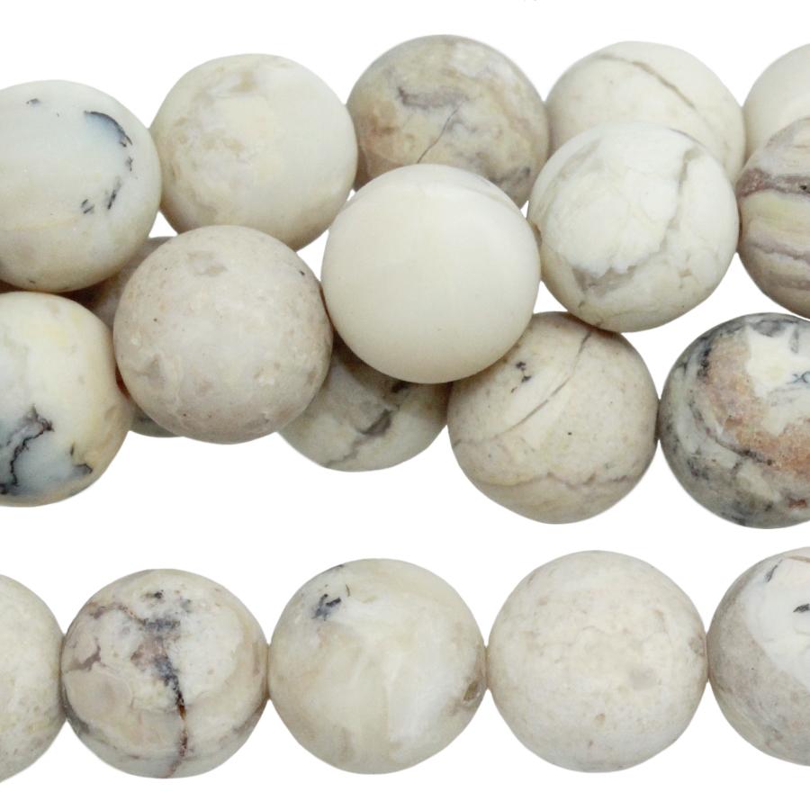 MATTE White African Opal 10mm Round 8-Inch