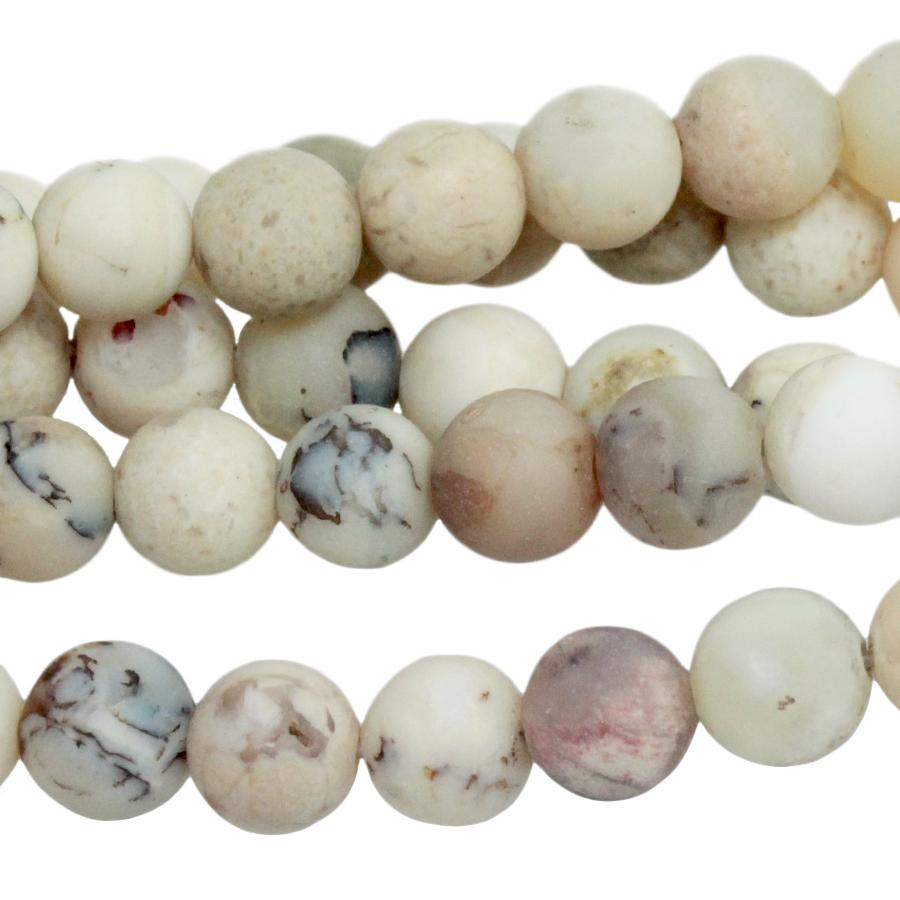 MATTE White African Opal 6mm Round 8-Inch - Goody Beads