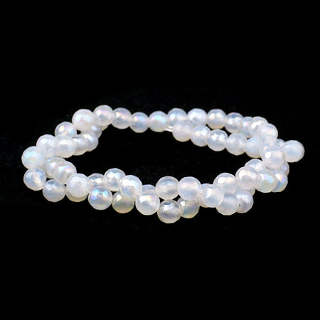 White Agate 6mm Rainbow Plated Round Faceted - Limited Editions - Goody Beads