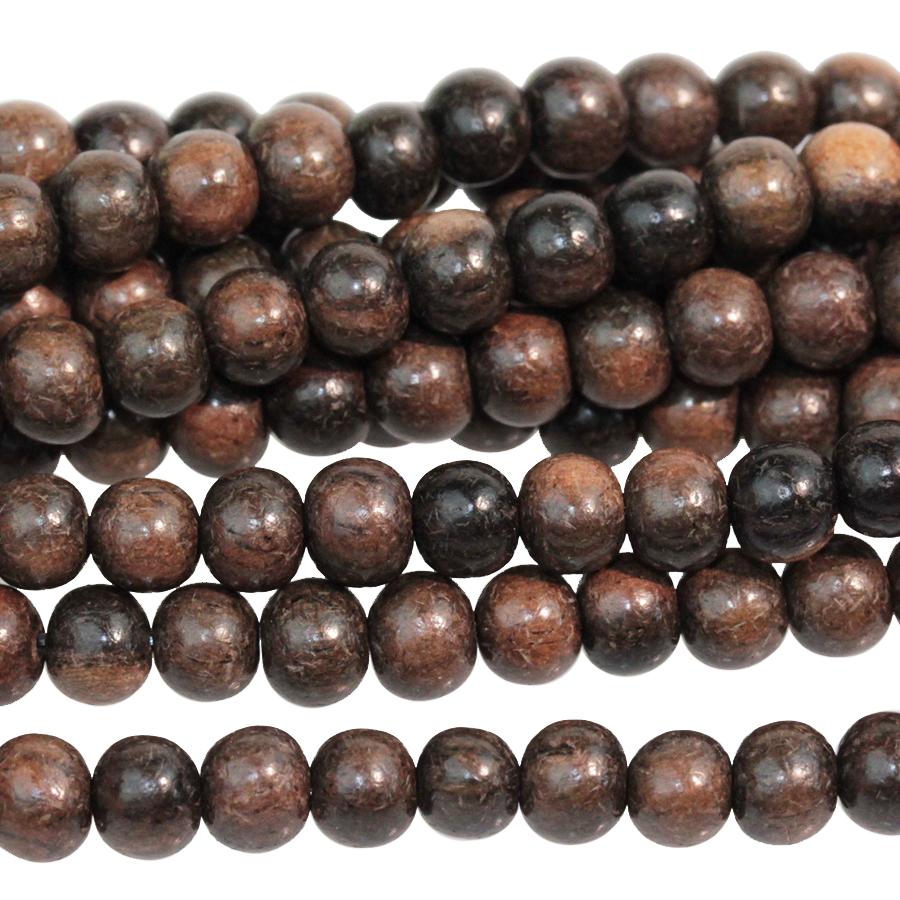 Tiger Kamagong (Ebony) 4mm Round 15-16 Inch - Goody Beads