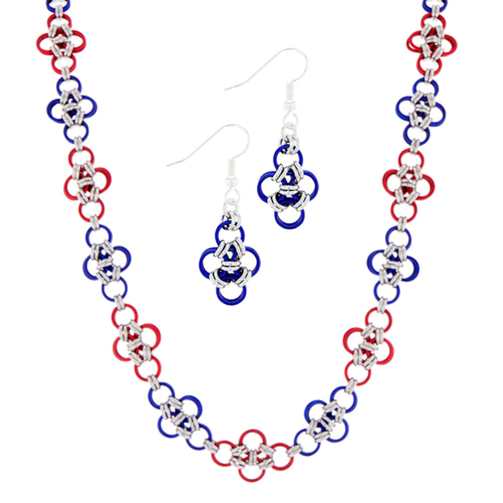 Independence Japanese Cross Chain Maille Earring, Necklace, and Bracelet Set Kit - Goody Beads