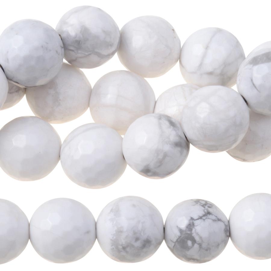 White Howlite 10mm Faceted Round 15-16 Inch