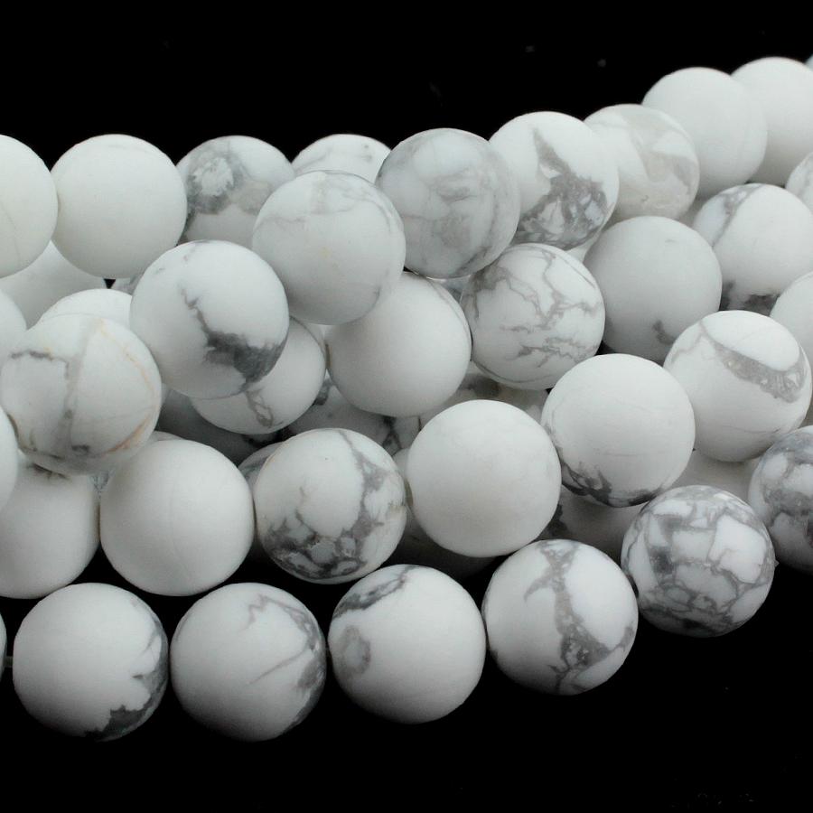 MATTE White Howlite 8mm Round 15-16 Inch