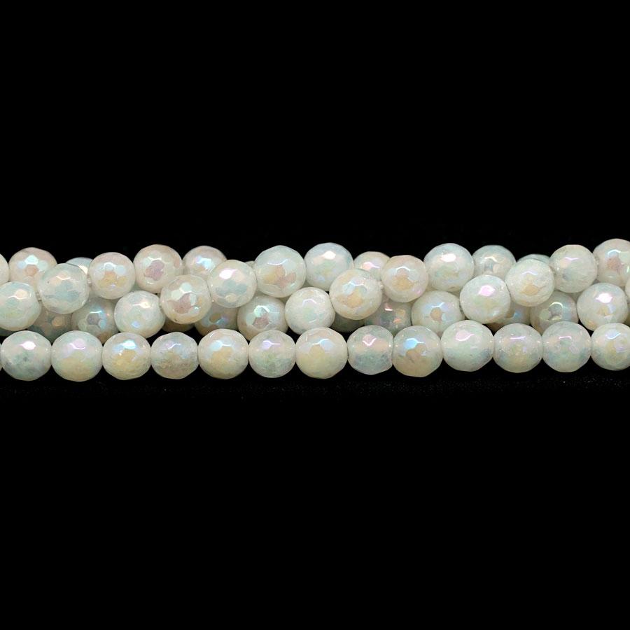 White Jade Faceted Rainbow Plated 6mm Round - 15-16 Inch