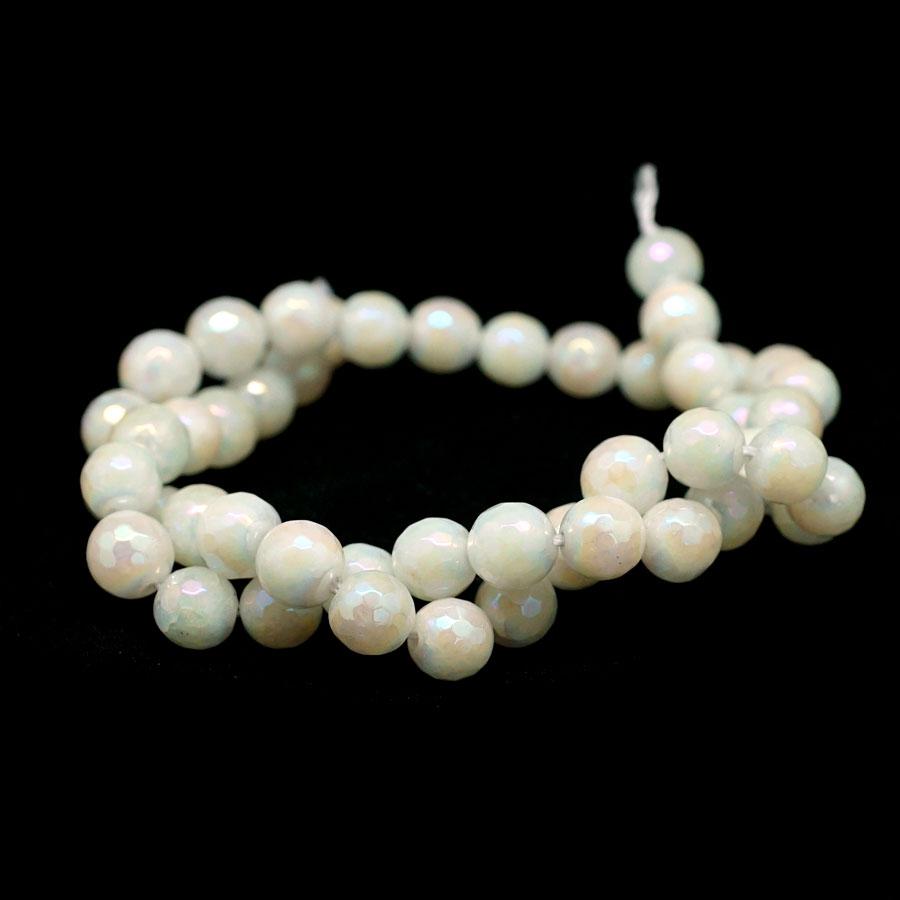 White Jade Faceted Rainbow Plated 8mm Round - 15-16 Inch