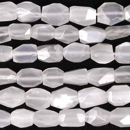 White Moonstone 8-10mm Faceted Oval 15-16 Inch