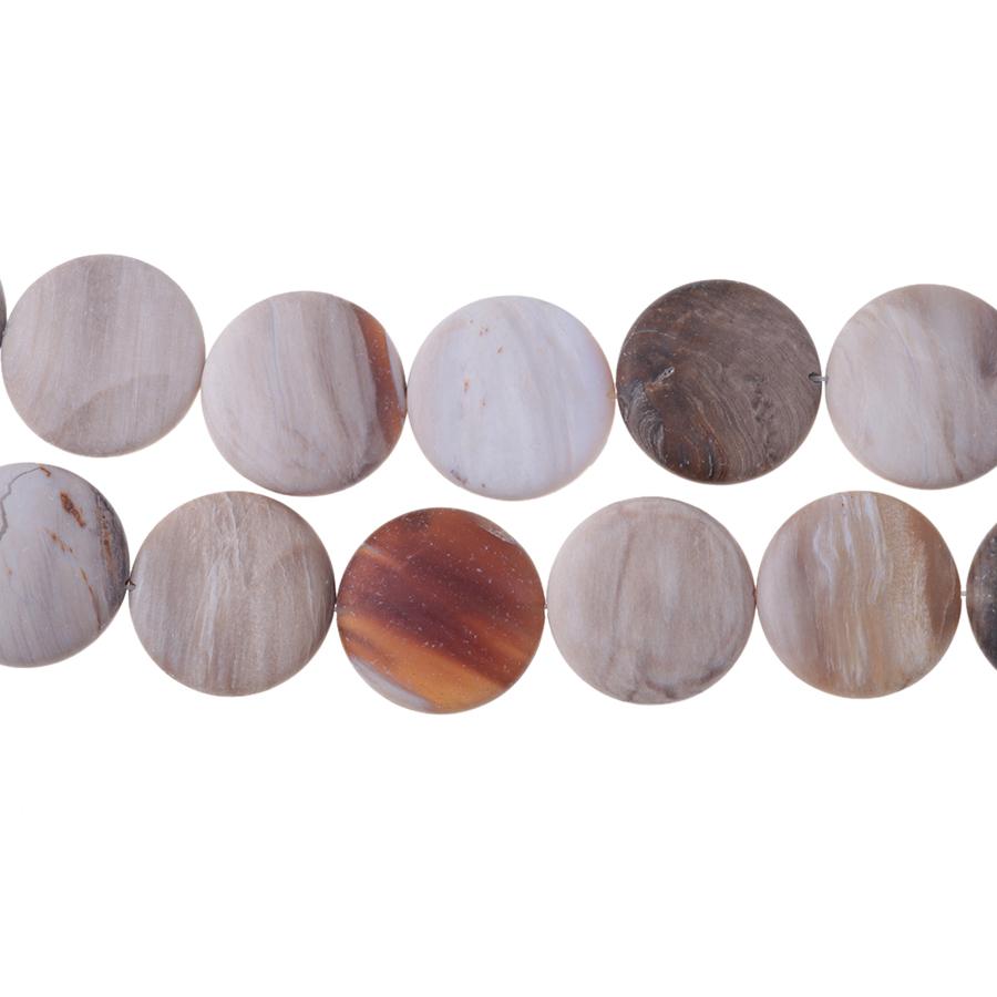 MATTE Wood Opalite 30mm Coin 8-Inch