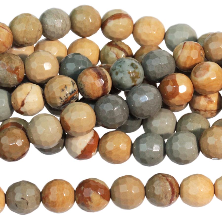 Wildhorse Picture Jasper 6mm Faceted Round 15-16 Inch